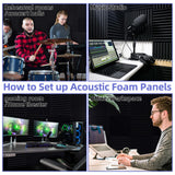 24 Pack Acoustic Panels, 1" X 12" X 12" Acoustic Foam Panels, Sound Proof Foam Panels, Self-Adhesive Soundproof Wall Panels,Fire-Proofed Soundproofing Wedges,Acoustic Treatment Foam for Home-Black Dmsky