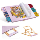 Jigpal Jigsaw Puzzle Table with Integrated Adjustable Stand/Bracket and Cover, 3-Tilting-Angle Portable Puzzle Board with 6 Sorting Drawers, Non-Slip Flannelette Covered for Up to 1500 Pieces