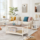 PHI VILLA End Table Living Room Set of 2 - Side Table for Small Spaces Farmhouse Bedside Table, Bedroom Nightstands Set White PHI VILLA