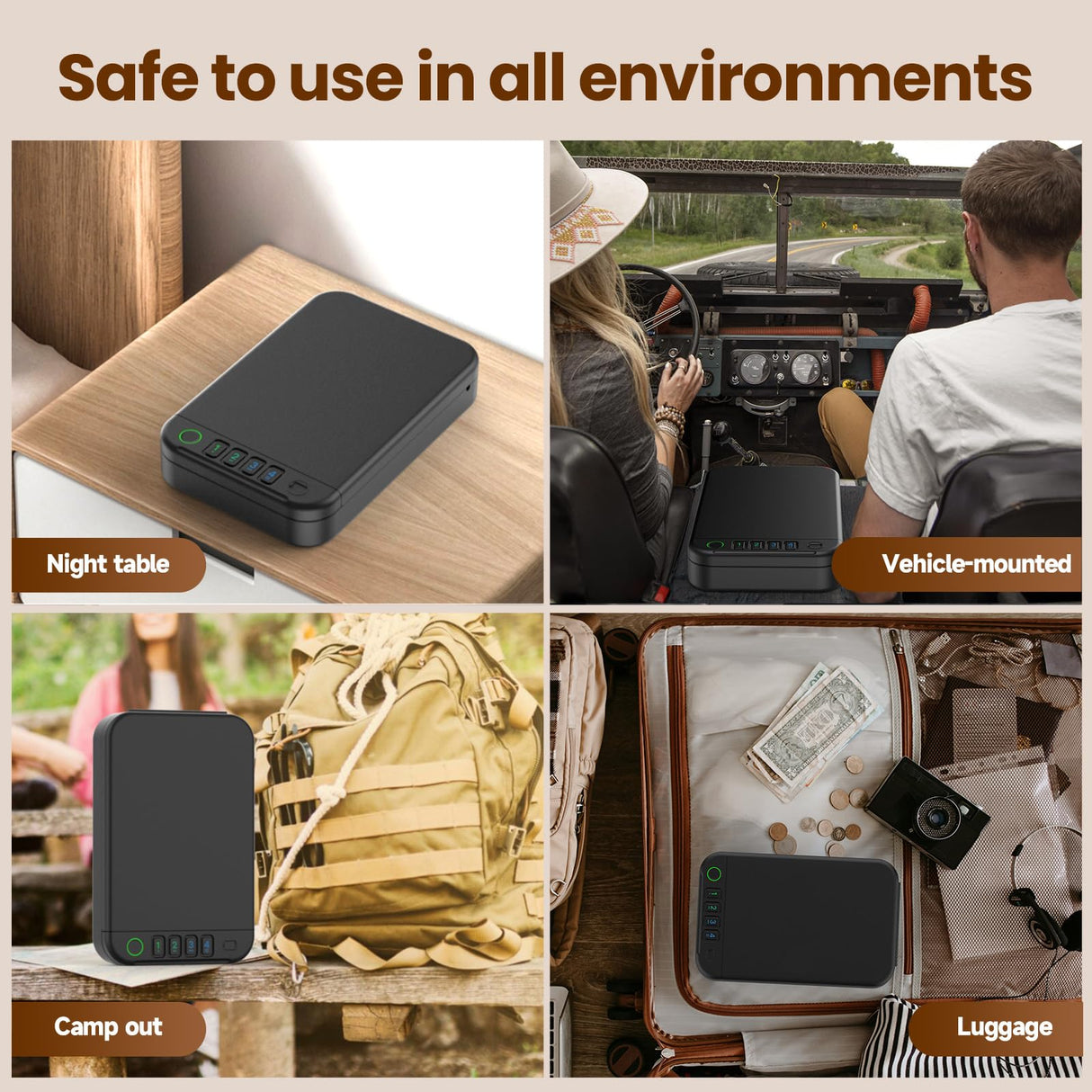 Gun Safe, Upgrade APP Control Portable Small Pistol Safe Travel Case, Biometric Gun Safes for Handgun, Fingerprint Quick Access Gun Box with Keys, Keypad and USB-C Port for Home Bedside Nightstand Car XGUNXBOX