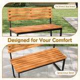 Giantex Outdoor Bench, 43"×22"×33" Acacia Wood Patio Loveseat with Backrest, Heavy Duty Metal Frame, 800 lbs Weight Capacity, 2-Person Garden Bench for Lawn, Porch, Yard and Park Giantex