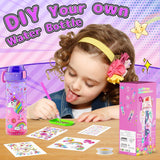 Decorate Your Own Water Bottle Kits for Girls Age 4-12, Unicorn Toys for Girls Age 4-6 Painting Crafts Kit, Clay Beads Bracelet Making Kit, Birthday Gifts Toys for Ages 6-12 (Unicorn) BOOH