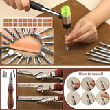 QMNNMA 102PCS Leather Working Tools Leather Tool Kit with Custom Storage Bag, Leather Carving Tools Leather Working Kit for Sewing Carving Cutting Punching Stamping QMNNMA