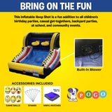 Pogo Bounce House Basketball Hoop Inflatable for Adults and Kids, Mini Hoop Arcade Style Game for Poolside & Outdoor Party, Backyard Toys, (2) Hoops, (2) Balls, Blower, and Stakes, 9' L x 10' W x 8' H Pogo Bounce House