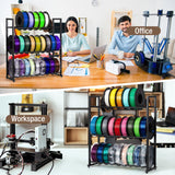 EnigmaSoul 3D Printer Filament Storage Rack Desktop, 3-Tier Heavy-Duty Filament Spool Holder Stand, Space-Saving Metal Filament Shelf for TPU/PLA/ABS, Ideal for Studio, Office, Workshop EnigmaSoul