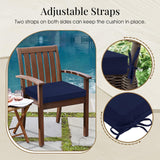 downluxe Outdoor Chair Cushions Set of 4 for Patio Furniture, Waterproof Square Corner Patio Chair Cushions with Ties, Memory Foam Outdoor Seat Cushion, 18.5" X 16" X 3", Navy downluxe