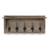 HBCY Creations Rustic Wall Mounted Coat Rack with Shelf - Solid Wood 24" Entryway Shelf with 5 Coat Hangers. Perfect Touch for Your Entryway, Mudroom, Kitchen, Bathroom and More, Weathered Brown HBCY Creations