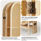 Aletheiawu 6 Panel Room Divider, 5.6 Ft Foldable Wood Room Divider Screen, Hand-Woven Rattan Folding Privacy Screens with Double Hinges, Wall Divider for Room Separation Bedroom Home Office - Natural Aletheiawu