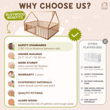 BUSYWOOD Floor Bed Frame for Kids - Montessori Floor Bed with Rails - Floor Bed for Boy - Girl Bed - Kid Bed Frame - Floor Bed Frame Toddler (Model 21) BUSY WOOD