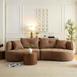 YOPENG 109" Curved Couch Modular Sectional Sofa,Modern Boucle Fabric Tufted Upholstered Couches,4 Seats Extra Deep Curved Sofas for Living Room,Bedroom,Small Spaces,Camel YOPENG