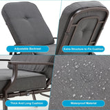 U-MAX Set of 2 Adjustable Outdoor Chaise Lounge Chair Patio Lounge Chair Recliner Furniture with Armrest and Cushion for Deck, Poolside, Backyard (Grey) U-MAX