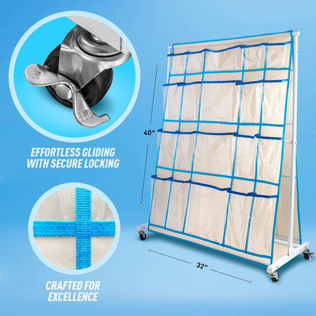 Craft Rolling Cart with Wheels - 40 Storage Pockets - Portable Organizer for Arts & Craft Supplies LC Crafts