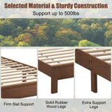 Giantex Wood Twin Bed Frames with Headboard, Wooden Mid Century Platform Bed with Slat Support, Mattress Foundation, Twin Bed Frames for Kids Adults, No Box Spring Needed, Walnut Giantex