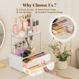 Delamu Bathroom Counter Organizer 2-Drawers 2-Tier Acrylic Makeup Organizer for Vanity Countertop, Skincare Perfume Storage, Easy Assembly, Ideal Gift for Women, Bath Linen Sets, Clear Delamu