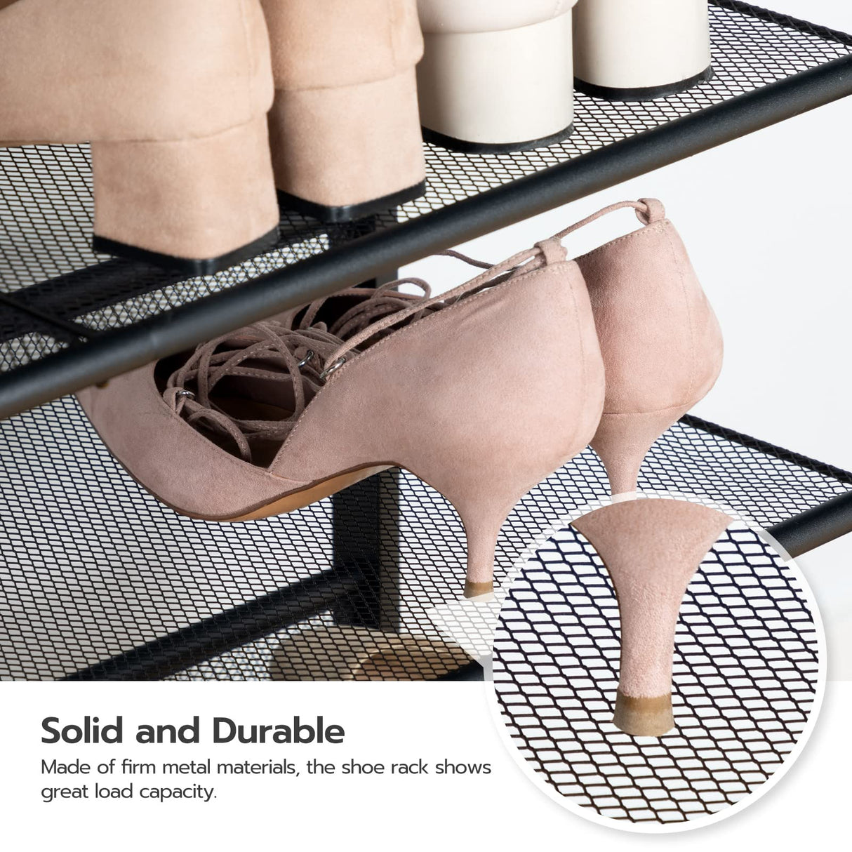 HOOBRO Shoe Rack for Entryway, 5-Tier Shoe Organizer with Adjustable Mesh Shelves, 16-20 Pairs of Shoes, Spacious Freestanding, Metal, Industrial, Shoe Shelf for Closet, Rustic Brown BF12XJ01 HOOBRO