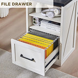 JXQTLINGMU Home Office Desk, Modern Farmhouse Computer Desk with File Cabinet Letter T4 F4 Legal, Study Writing Desk, 59 Inch, Off White JXQTLINGMU