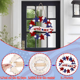4th/Fourth of July Decorations Welcome Wreath for Front Door - Wooden Red White and Blue Star Sign, Patriotic Memorial Day Porch Home Wall Outside Decor 80UncleKimby