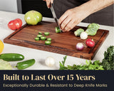 Mevell Walnut Wood Cutting Board for Kitchen, Reversible Wooden Chopping Board With Juice Grooves, Made in Canada (Walnut, 17x11x0.75) Mevell