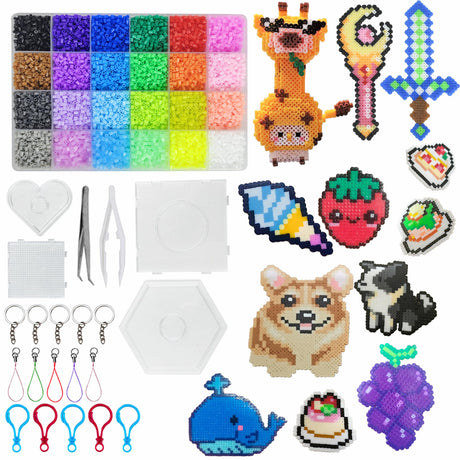 Fuse Beads Kit - 13000 Pcs Iron Beads Set, 24 Colors 2.6mm Beads, Art Crafts Set for Kids Ages 9+, Girls Boys Age 9 10 11 12 13 14 Years Old Easter Christmas Birthday Present. Yowamho