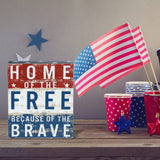 Jetec Patriotic Decor July 4th Box Sign Independence Day Patriotic Labor Day 5 x 6 Inch Wood American Flag Decor Farmhouse Wooden Block(Home of the Free Because of the Brave) Jetec