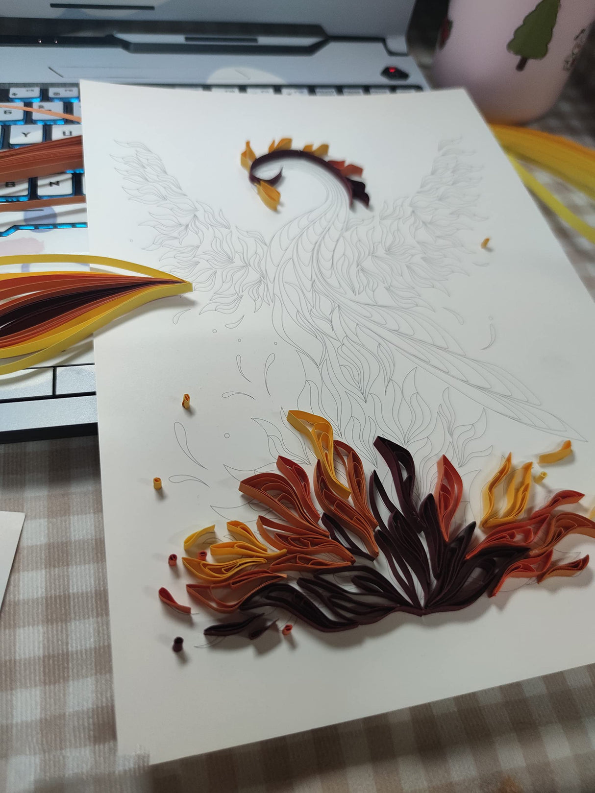 MerainMe Phoenix Paper Quilling Kit Paper Quilling Craft Great for DIY Learning Class, Home Decoration, Birthday Gift. It's Suitable for Children and Craftsmen. MerainMe