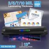 3-10 Mil Commercial Laminator Machine with Laminating Sheets, 4-Roller Jam-Free Thermal Laminator Machine 11x17, Fast Warm-up 13 Inch Laminating Machine, Hot Lamination Machine for Office School Home Qfun