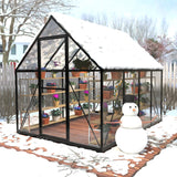 HOOYEAH Green Houses for Outside, 6 x 12 FT Polycarbonate Greenhouse with Lockable Door, Heavy Duty Winter Greenhouses for Outdoors, Aluminum Sunroom Plant Care House HOOYEAH