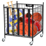 YES4ALL Rolling Ball Cart Storage with Lockable Wheels Volleyball Basketball Holder, Toy Balls Bin, Garage Cage, Storage Racks, Sports Equipment Organizer, Ball Rack for Outdoor Indoor Use Yes4All