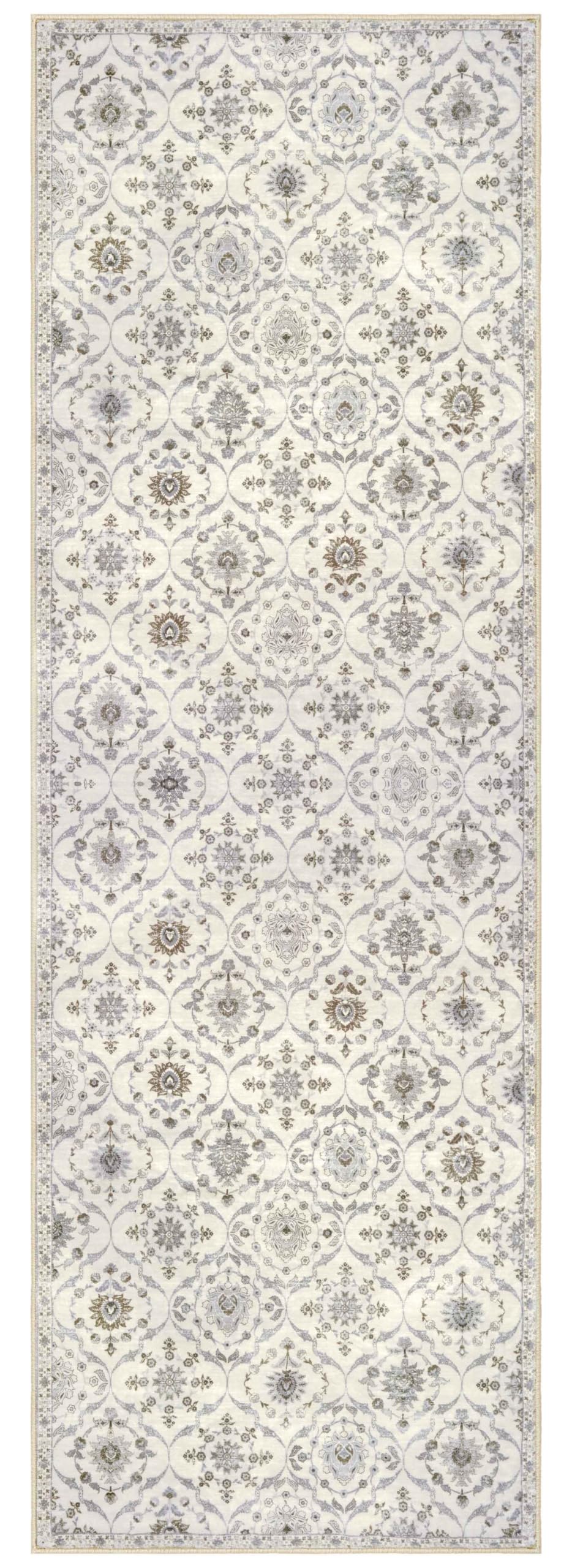 KILOCOCO 2x6 Runner Rug, Moroccan Washable Hallway Entryway Runner Rug, Accent Print Faux Wool Kitchen Runner Rug 6 Feet Non-Slip Boho Rug Runner for Laundry Room Bedroom, Beige Yellow KILOCOCO