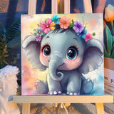Reivworl Paint by Numbers Kit for Kids with Frame and Easel, Elephant Paint by Number Kids Age 5-8-12, Paint by Numbers Gifts and Home Decor (8X8 Inch) Reivworl