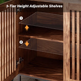 RIBECH 63" Farmhouse Storage Cabinet, Kitchen Sideboard with Metal Base & Adjustable Shelves, Ideal for Living Room, Dining Room, Brown RIBECH