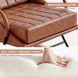 VECELO Rocking Chair Nursery, Over Size Leather Glider Rocker with High Backrest, Upholstered Removable Back, Brown VECELO