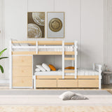 Bunk Bed Twin Over Twin with 6 Storage Drawers, Solid Wood Bunk Beds with Guardrails and Ladders for Kids Boys Girls Teens, No Box Spring Needed (Twin Over Twin Bunk Beds, Natural) Harper & Bright Designs