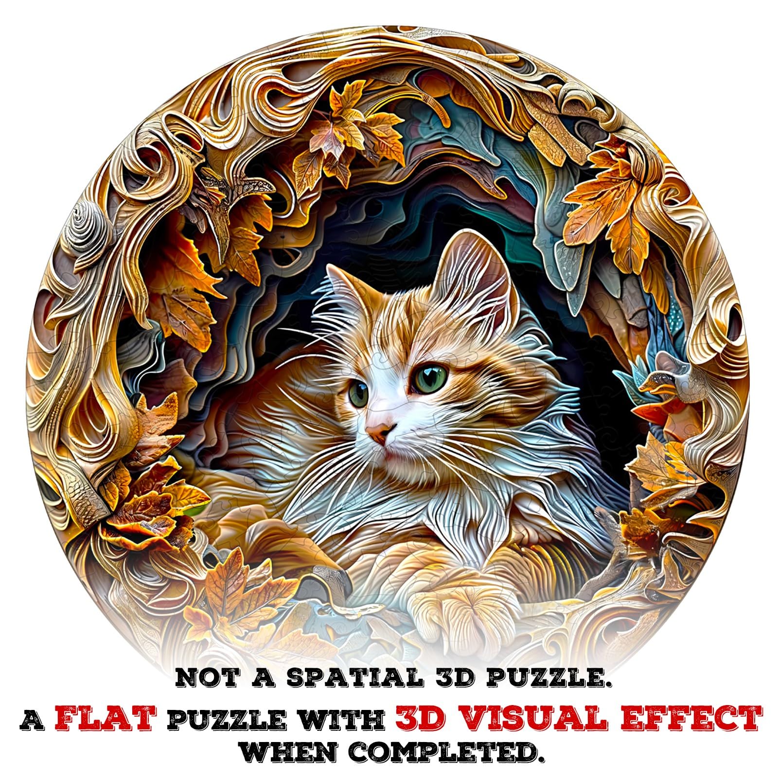 Wooden Puzzle for Adults-3D Vision Effect Cat Wooden Puzzle Unique Shape Advanced Wooden Jigsaw Puzzle for Adult, Wood Puzzles,Challenge Wooden Jigsaw Puzzle (8.5 * 8.5in-100pcs) - WoodArtSupply