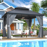 Airwire 10x12 FT Gazebo Hardtop Gazebo Aluminum Pergola with Aluminum Frame, Double Galvanized Steel Roof, Curtains and Netting Included Outdoor Gazebos Canopy for Patio, Backyard, Deck, Lawn,Grey AirWire