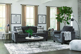 Signature Design by Ashley Abinger Chenille Contemporary Sofa with 2 Accent Pillows, Dark Gray Signature Design by Ashley