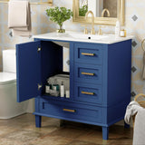 30" Bathroom Vanity with Sink, 30 Inch Bathroom Vanity with Top, 3 Drawers and 1 Soft Closing Door, Modern Bathroom Vanity with Sink 30 Inch for Bathroom (Blue) Mirightone