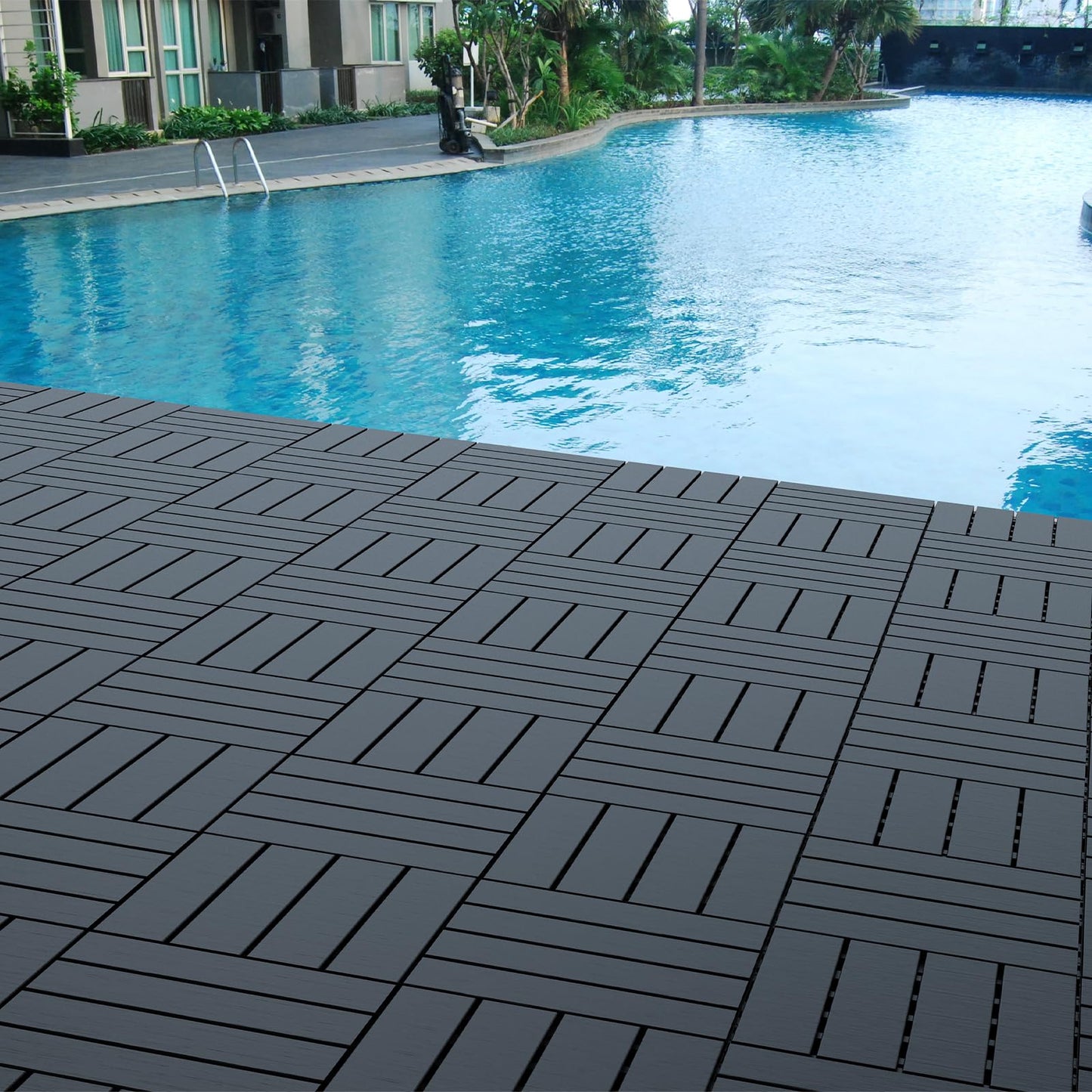 Frtbabeya Interlocking Deck Tiles Outdoor Flooring Waterproof and Non-Slip, Decking Boards Patio Flooring Poolside Floor Decking Tiles for Pool Porch Balcony Backyard Porch (44)