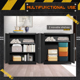 Greenvelly Metal Garage Storage Cabinet, Black 36" Locking Cabinet with 2 Doors and 4 adjustable Shelves, Steel Storage Cabinet with Lock, Locking Metal Filing Cabinet for Home Office, School, Garage Greenvelly