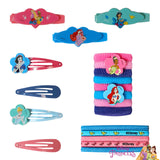 Luv Her Disney Girls' Hair Accessories Set - 20 Pack Featuring Disney Princesses - Includes 3 Barrettes, 4 Snap Clips, 5 Elastics, 8 Terry Ponies - Everyday Wear, Special Occasions, Ages 3+ LUV HER