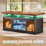 SEDETA Lift Top Coffee Table, Rectangle Coffee Table with Storage and Barn Door, Smart Height Adjustable Coffee Table with Power Outlet for Living Room, Black SEDETA