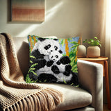 GemJelry Latch Hook Kits for Adults Kids DIY Animal Panda Pillow Cover Beginner Cross Stitch Kits with Preprinted Canvas Crochet Yarn Embroidery Hooking Kit Sofa Home Decor 17'' X 17'' GemJelry