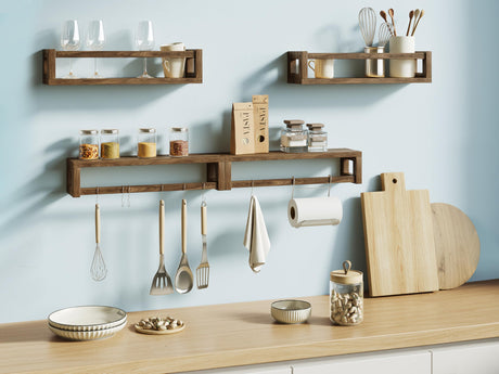 TidyCorner Upgraded Thick Floating Shelves - Multi-Use Wall-Mounted Bookshelves for Kids and Nursery, Ideal for Books, Toys, Spice Rack, Decor - Walnut Brown TidyCorner