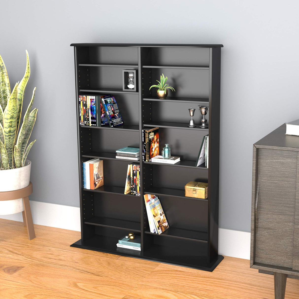 Prepac 2 Column Display Cabinet Media Storage, 38.75" Wide, Black Prepac