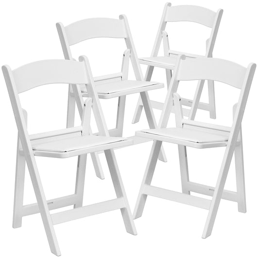 Flash Furniture Hercules Series Folding Chair - White Resin - Set of 4 800LB Weight Capacity Comfortable Event Chair - Light Weight Folding Chair