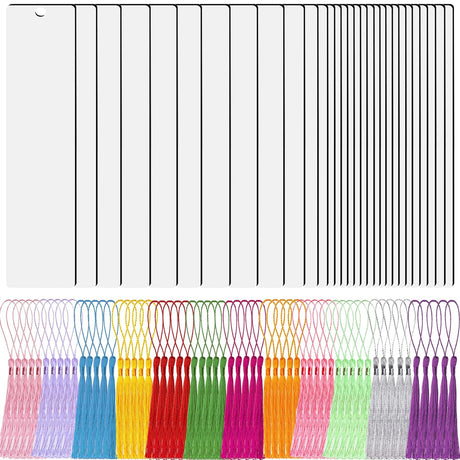 90Pcs Sublimation Blanks Bookmark, BetterJonny 30Pcs Metal Craft Bookmark with Tassels Rectangle Double Sided Sublimate Unfinished Book Marker Tags for Classroom Projects and Present Tags BetterJonny
