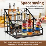 Coffee Syrup Organizer Rack, Liquor Bottle Display Shelf, Spice Racks, 4-Tier 16 Syrup Bottles Holder Stand for Coffee Bar Kitchen Small Wine Rack for Bar Family Storage for Syrup Wine Dressing YQBRAO