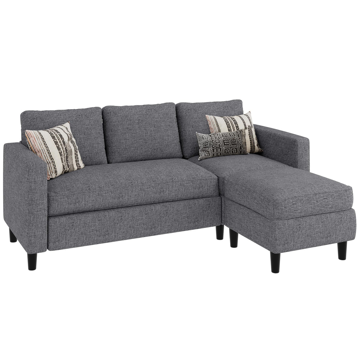 JAMFLY Sectional Sofa Couch Convertible L Shaped Sofas with Ottoman Small Sectional Couches for Living Room, 3 Seater Couch for Small Spaces, Dark Grey JAMFLY