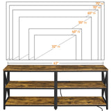 Yaheetech TV Stand with Power Outlet, Industrial TV Stand for 75 Inch TVs, Media TV Console Table with Open Storage Shelves for Living Room, Rustic Brown Yaheetech