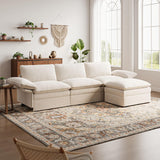 TROMIRY 110" Cloud Couch for Living Room Fluffy Comfy Couches for Apartment | 3 Seater Sectional Couch with Ottoman | Ivory White TROMIRY